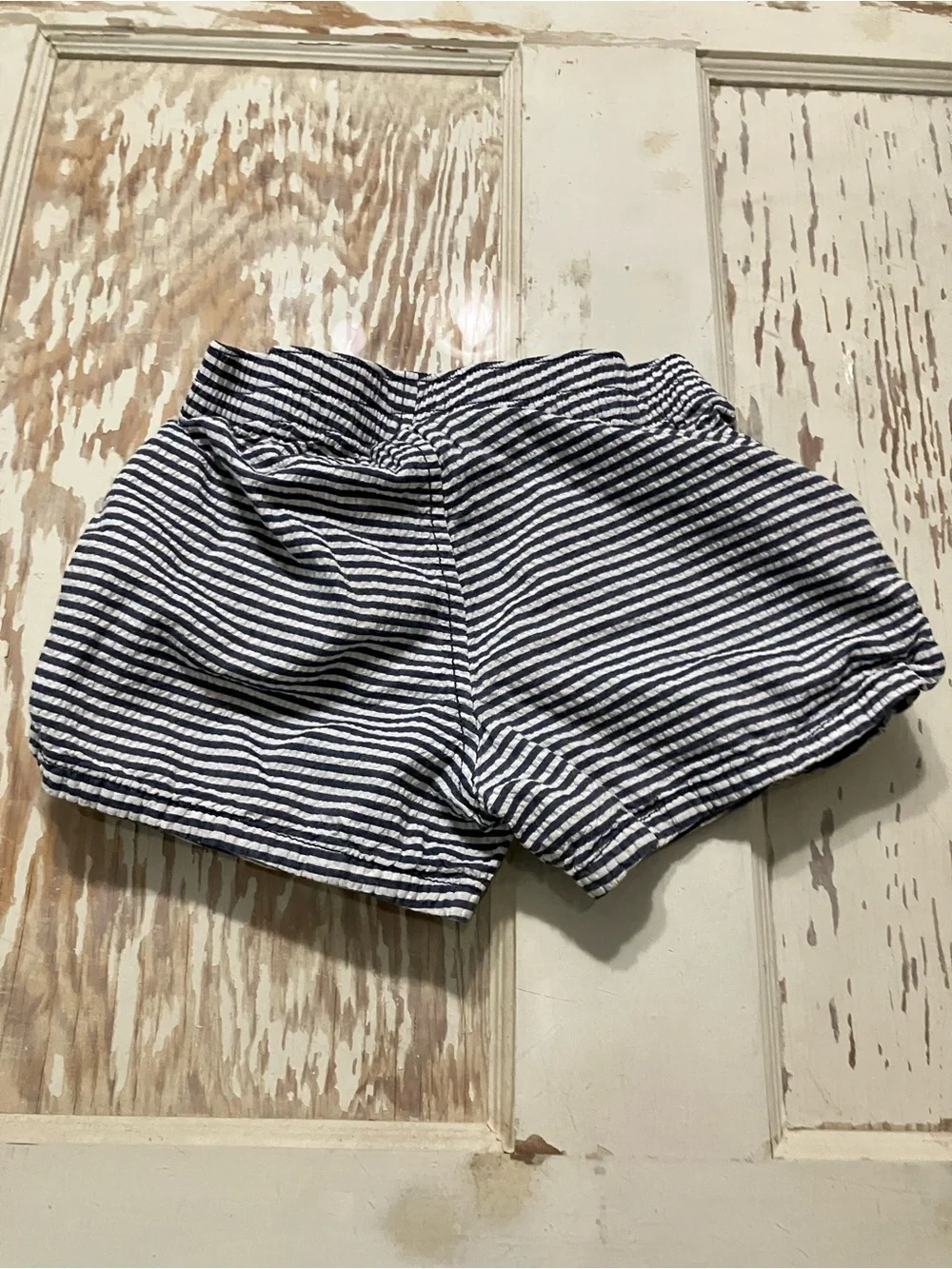 Girls Navy Stripe Drawstring Shorts